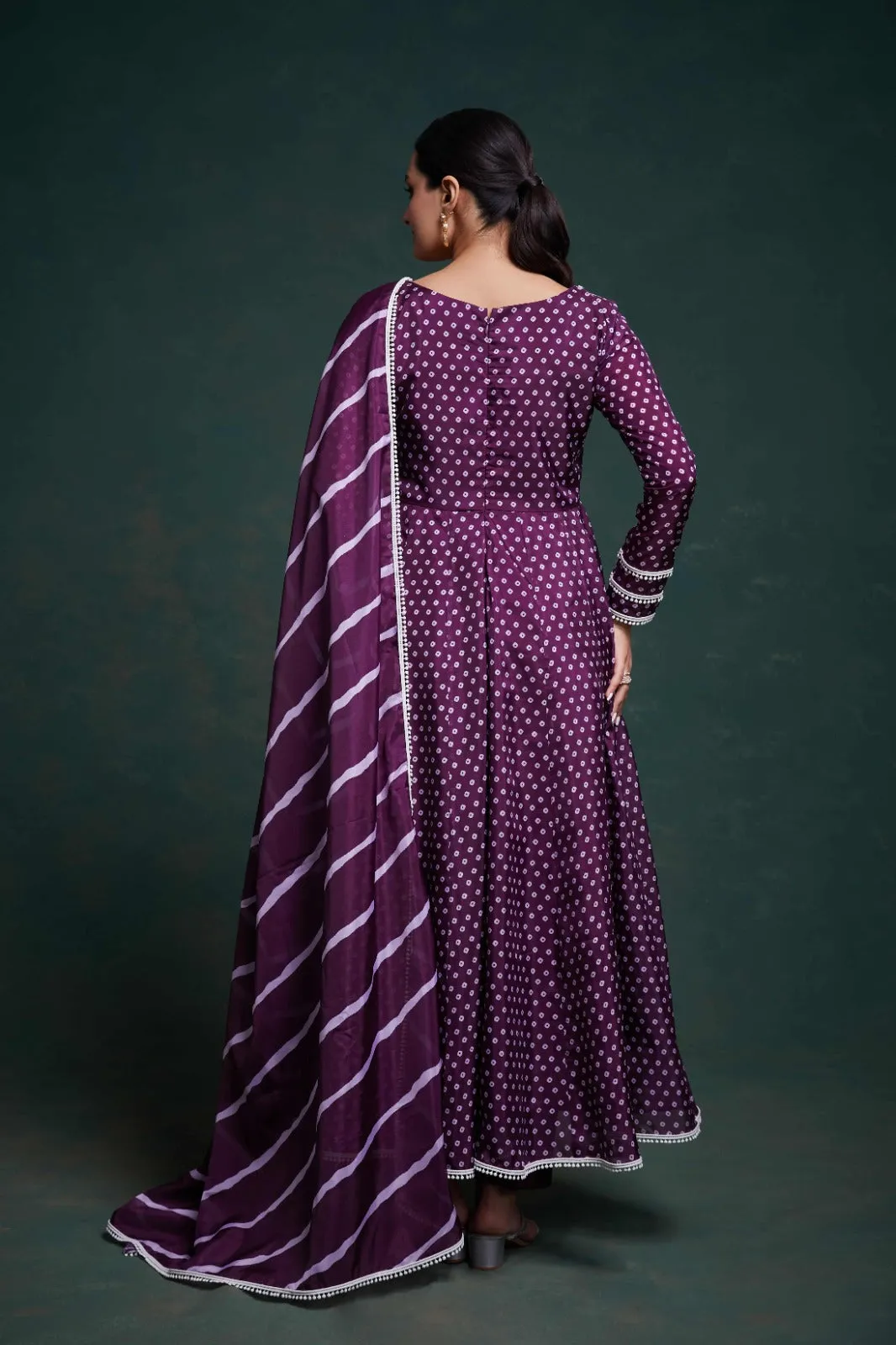 Purple Organza Dress with Charming Prints – Ready to Wear