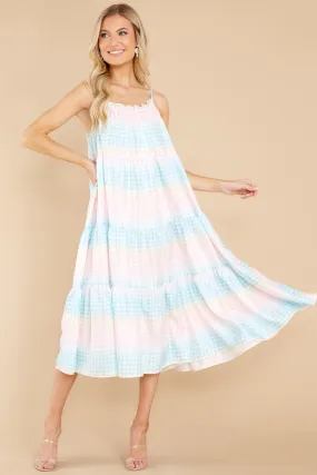 Pursuit Of Happiness Blue Multi Gingham Midi Dress