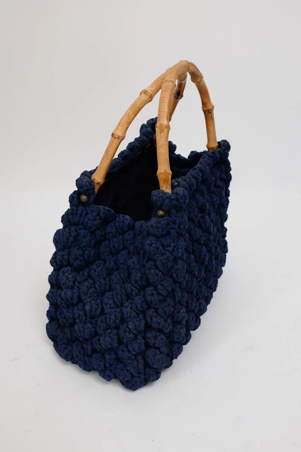 QUILTED KNIT BAMBOO HANDLE VINTAGE BAG