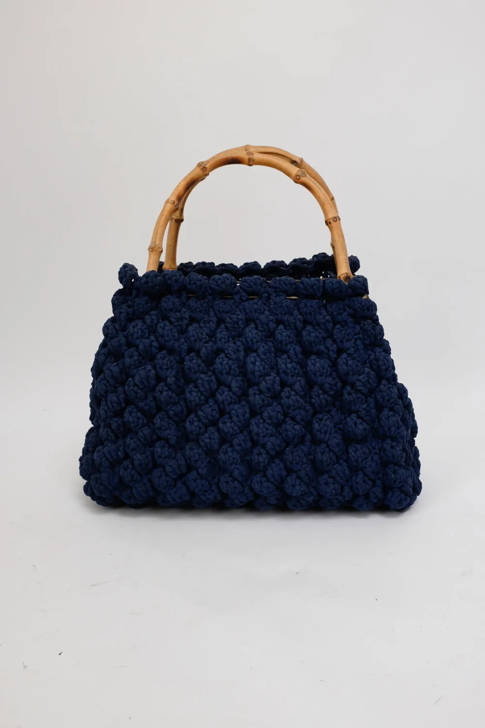 QUILTED KNIT BAMBOO HANDLE VINTAGE BAG