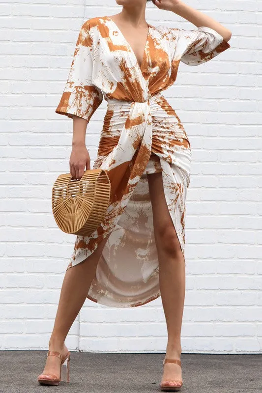 "Venetian" Midi Dress-Caramel
