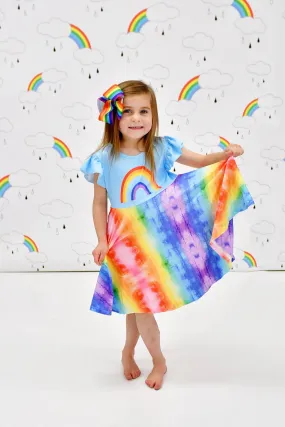 Rainbow Flutter Milk Silk Twirl Dress