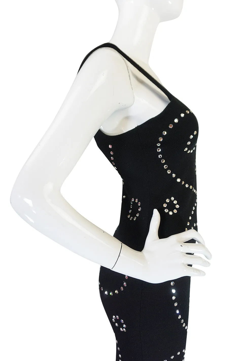 Rare 1990s Todd Oldham Rhinestone Mini Dress
