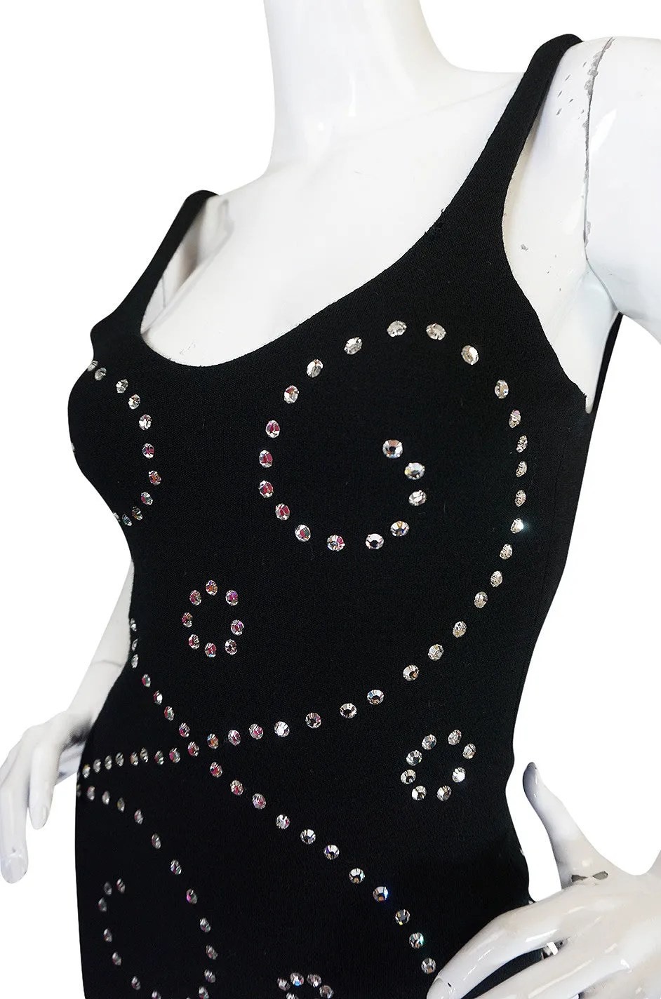 Rare 1990s Todd Oldham Rhinestone Mini Dress