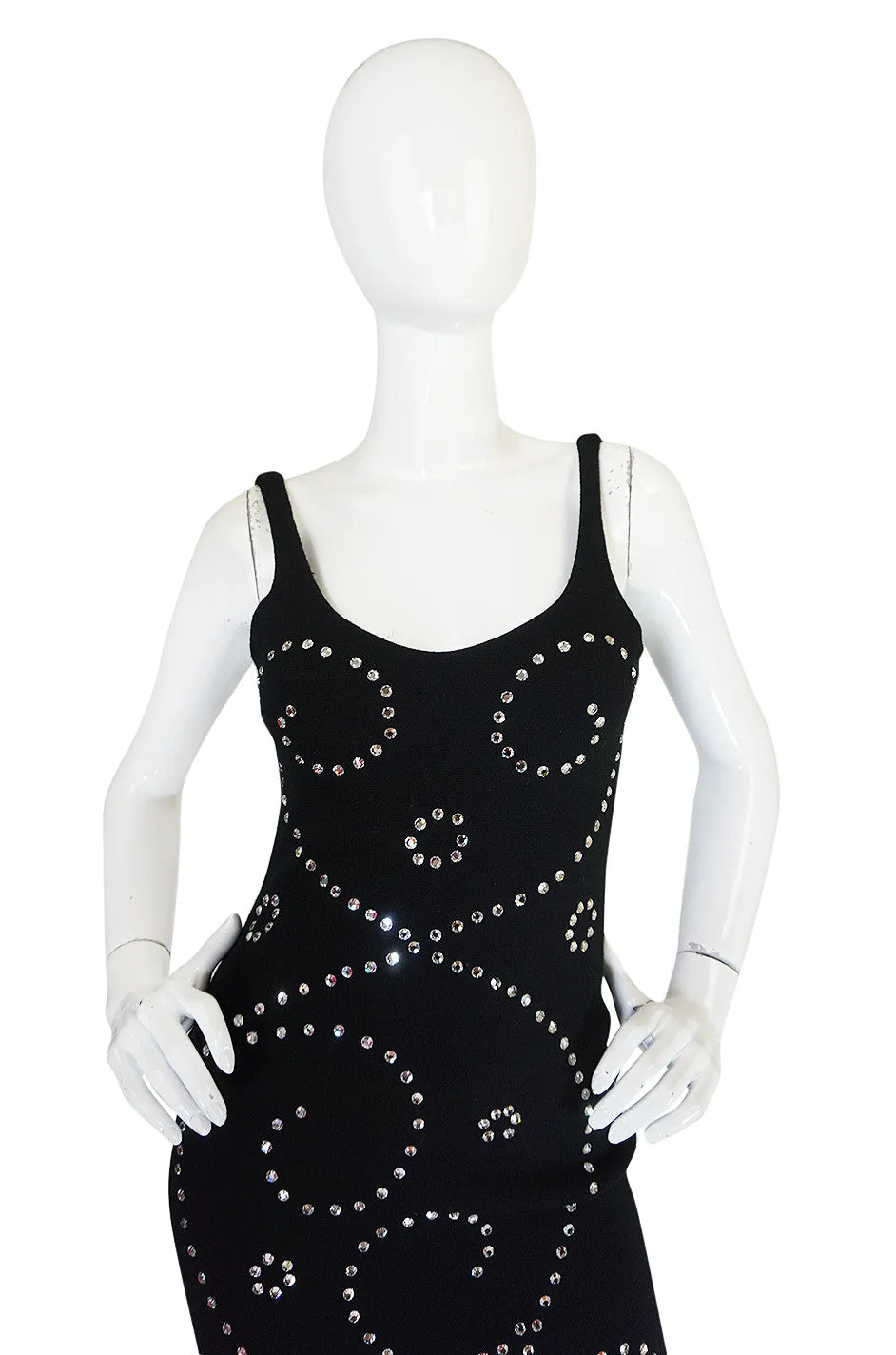Rare 1990s Todd Oldham Rhinestone Mini Dress