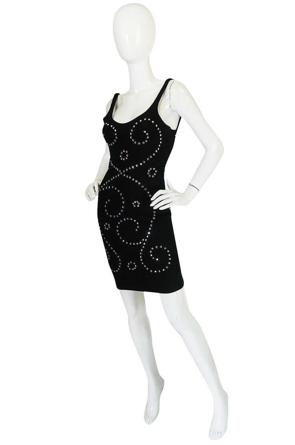 Rare 1990s Todd Oldham Rhinestone Mini Dress