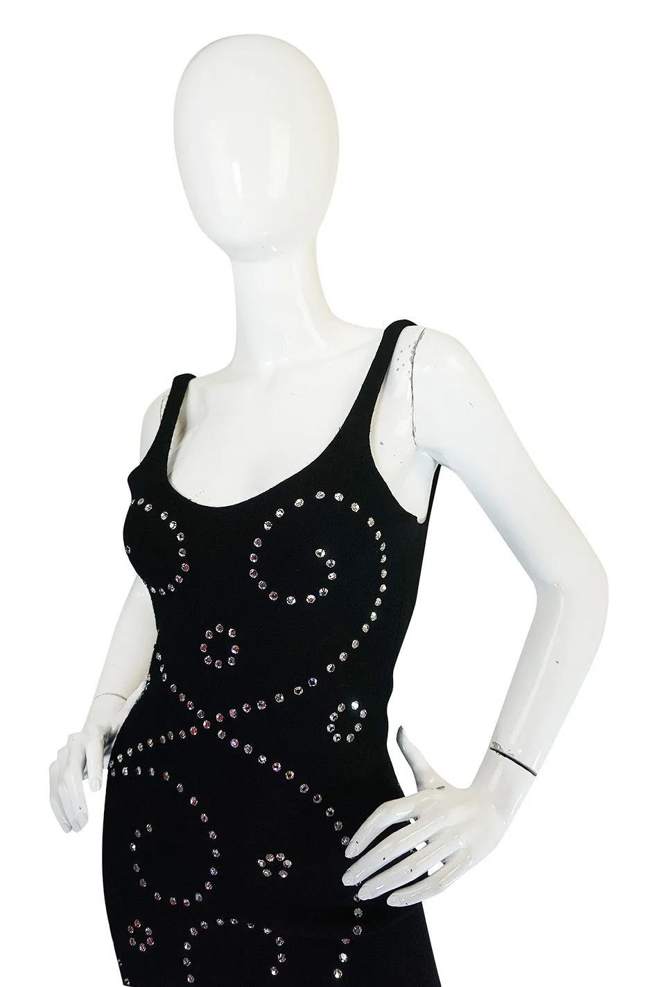 Rare 1990s Todd Oldham Rhinestone Mini Dress