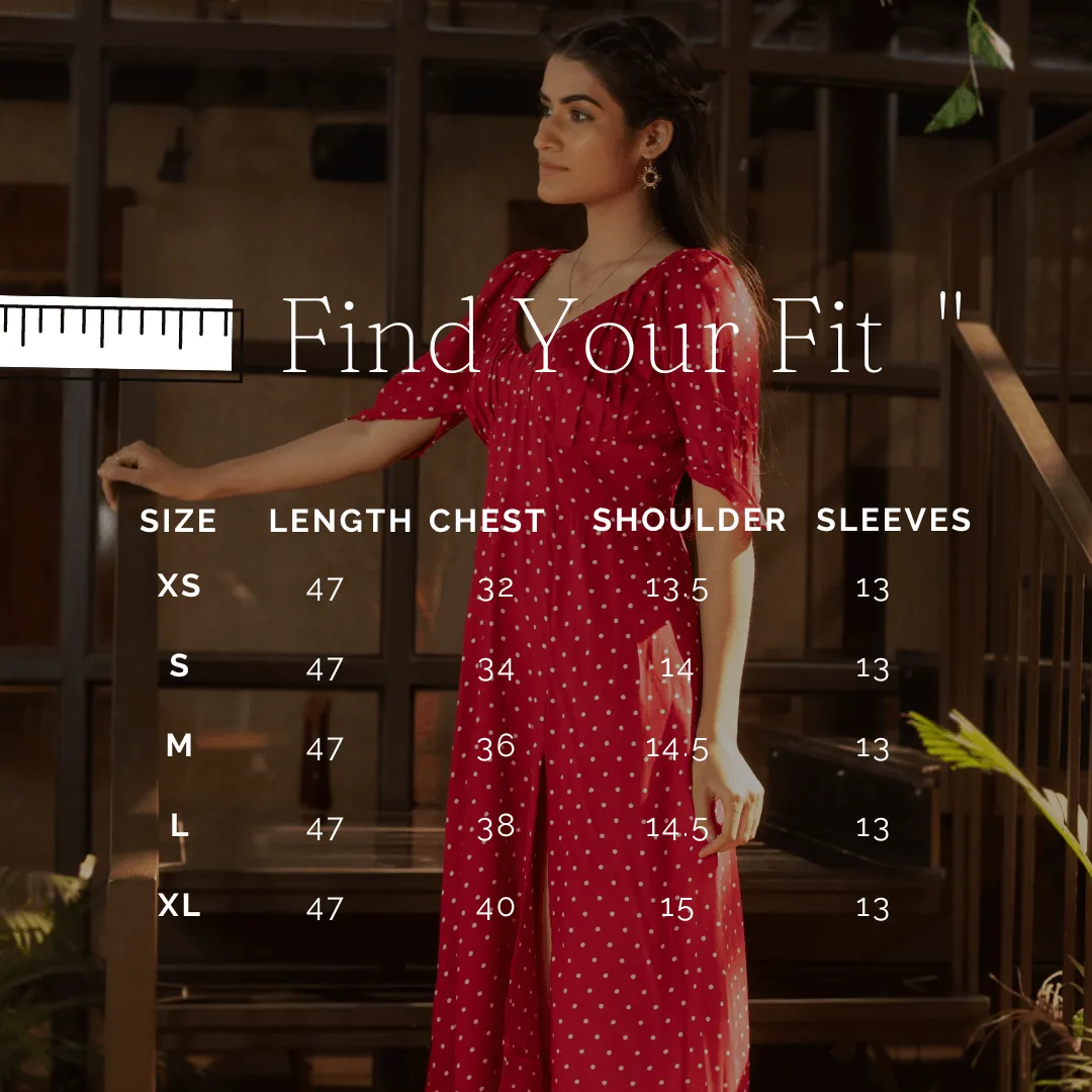 REDDISH POLKA DRESS