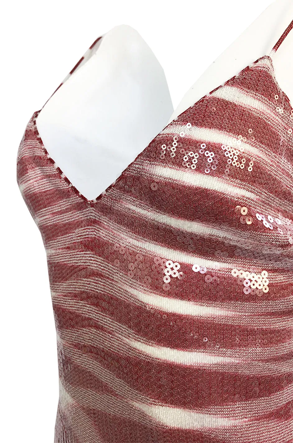 Resort 2013 Missoni Raspberry & White Fully Sequinned Knit Halter Slip Dress