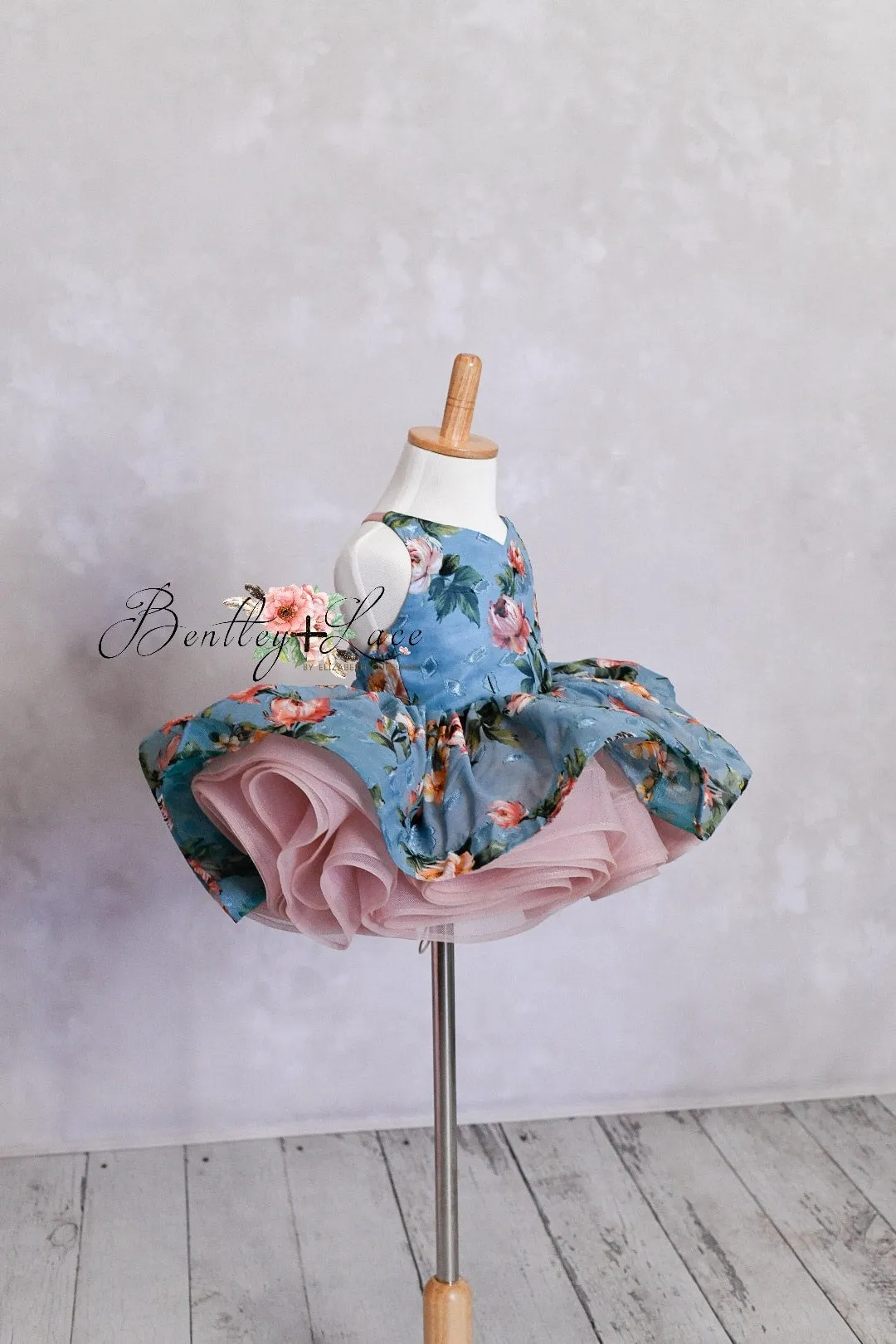 RTS EUC "Chan" Petal Length Dress (12 month - Petite 24 month) with bonnet