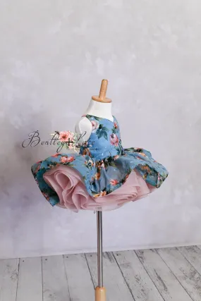 RTS EUC "Chan" Petal Length Dress (12 month - Petite 24 month) with bonnet