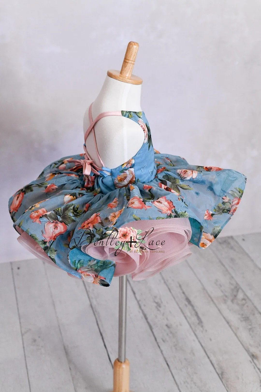 RTS EUC "Chan" Petal Length Dress (12 month - Petite 24 month) with bonnet