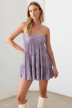 Sequin baby Doll Tiered Mini Dress