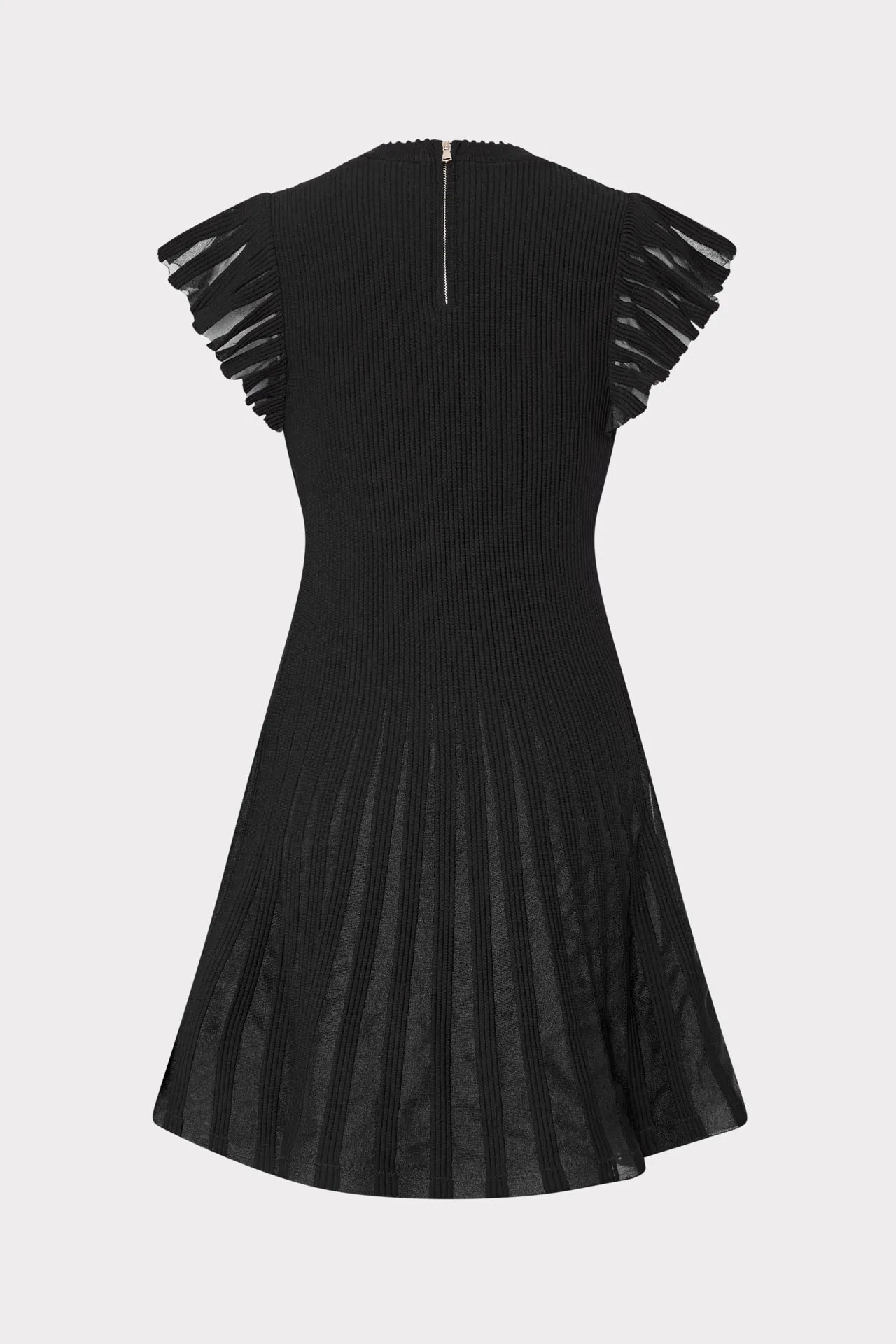 Sheer Flutter Sleeve Knit Mini Dress