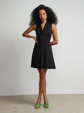 Sleeveless Ruffle-Neck Flare Dress - City Knits