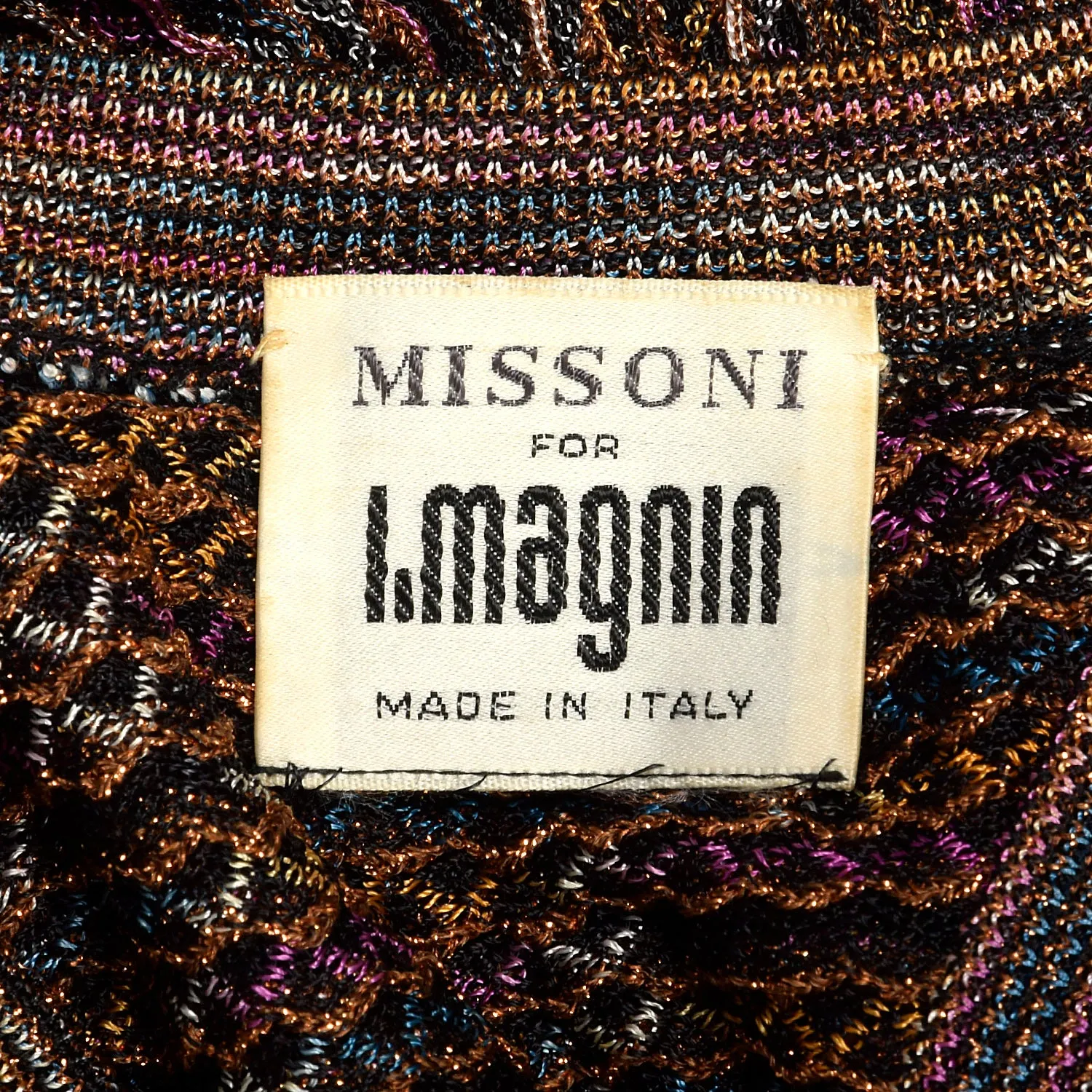 Small 1980s Dress Missoni Metallic Knit Knee Length Long Sleeve Sweater Party