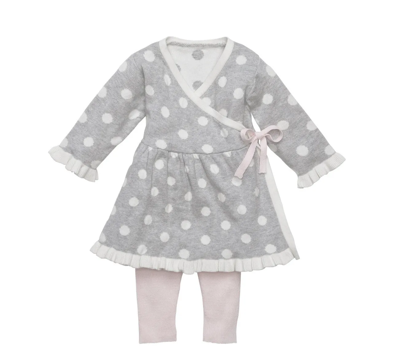 Soft Grey Knit Cotton Sweater Dress with Legging