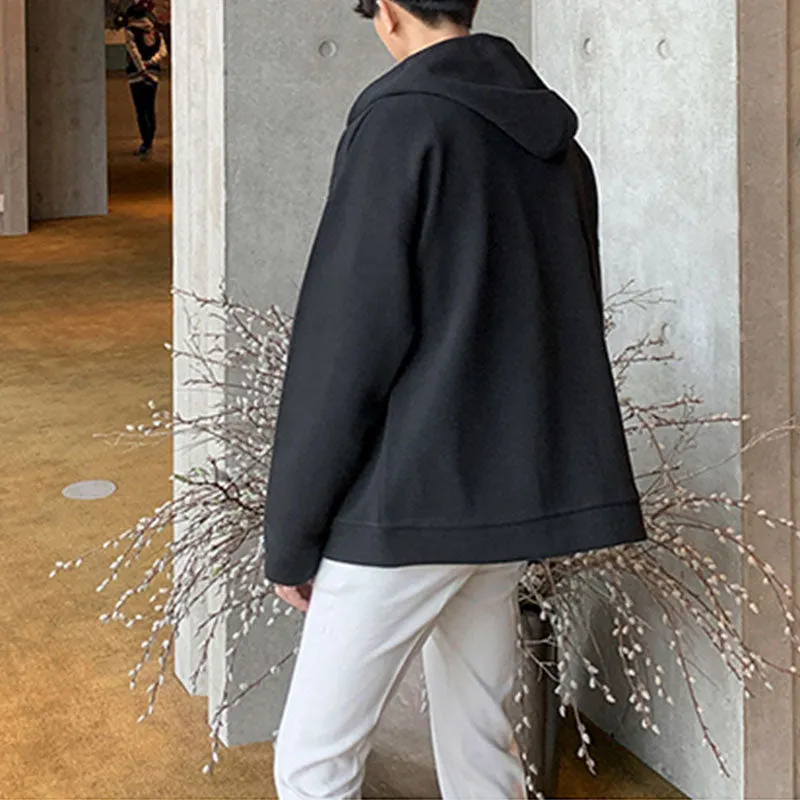 Solid Hooded Cardigan Track Jacket