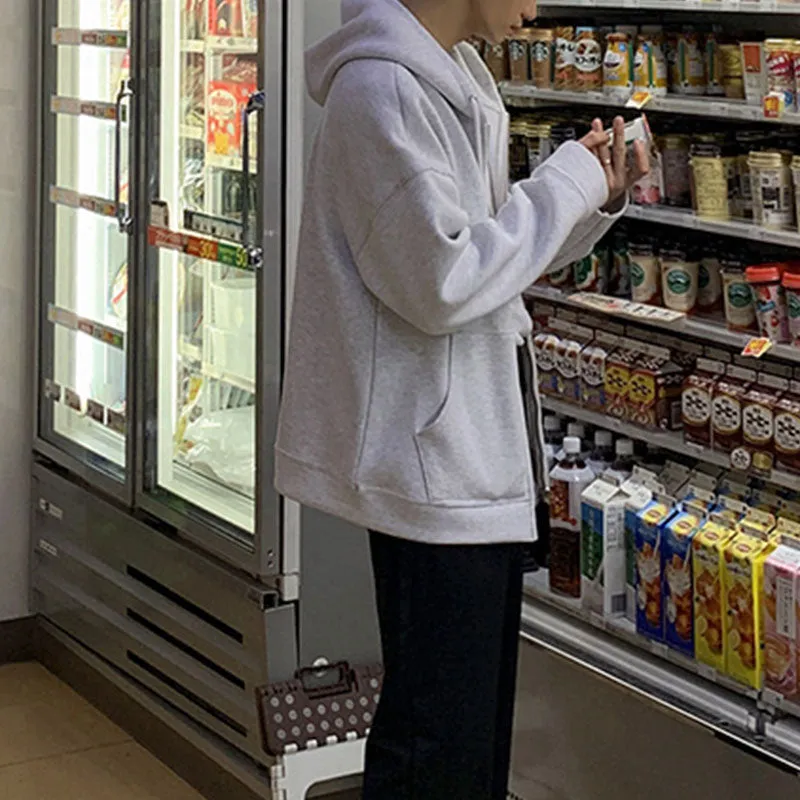 Solid Hooded Cardigan Track Jacket