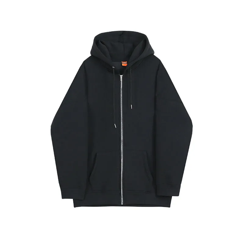 Solid Hooded Cardigan Track Jacket