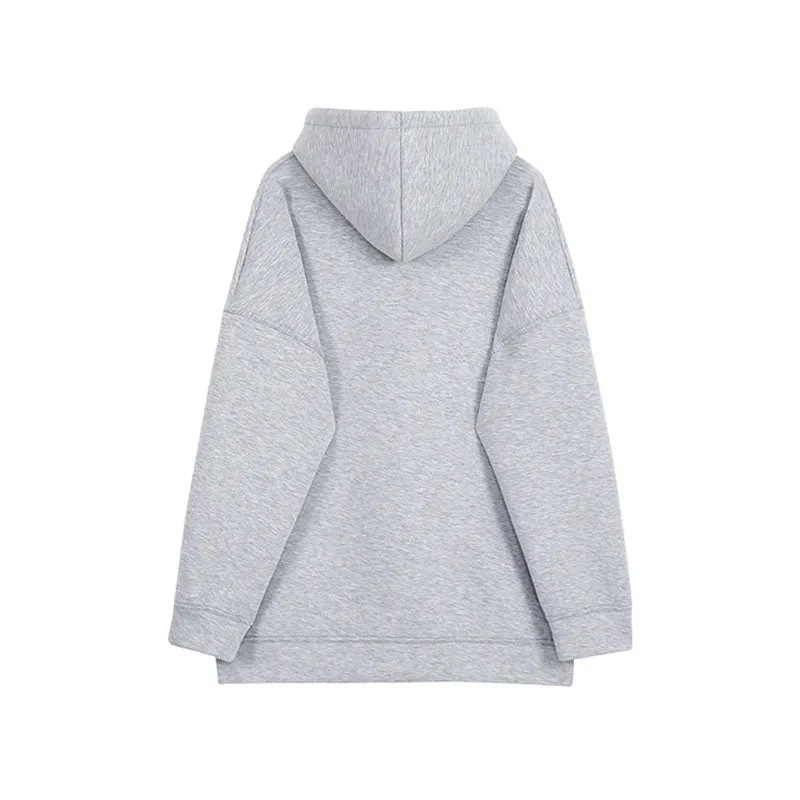 Solid Hooded Cardigan Track Jacket