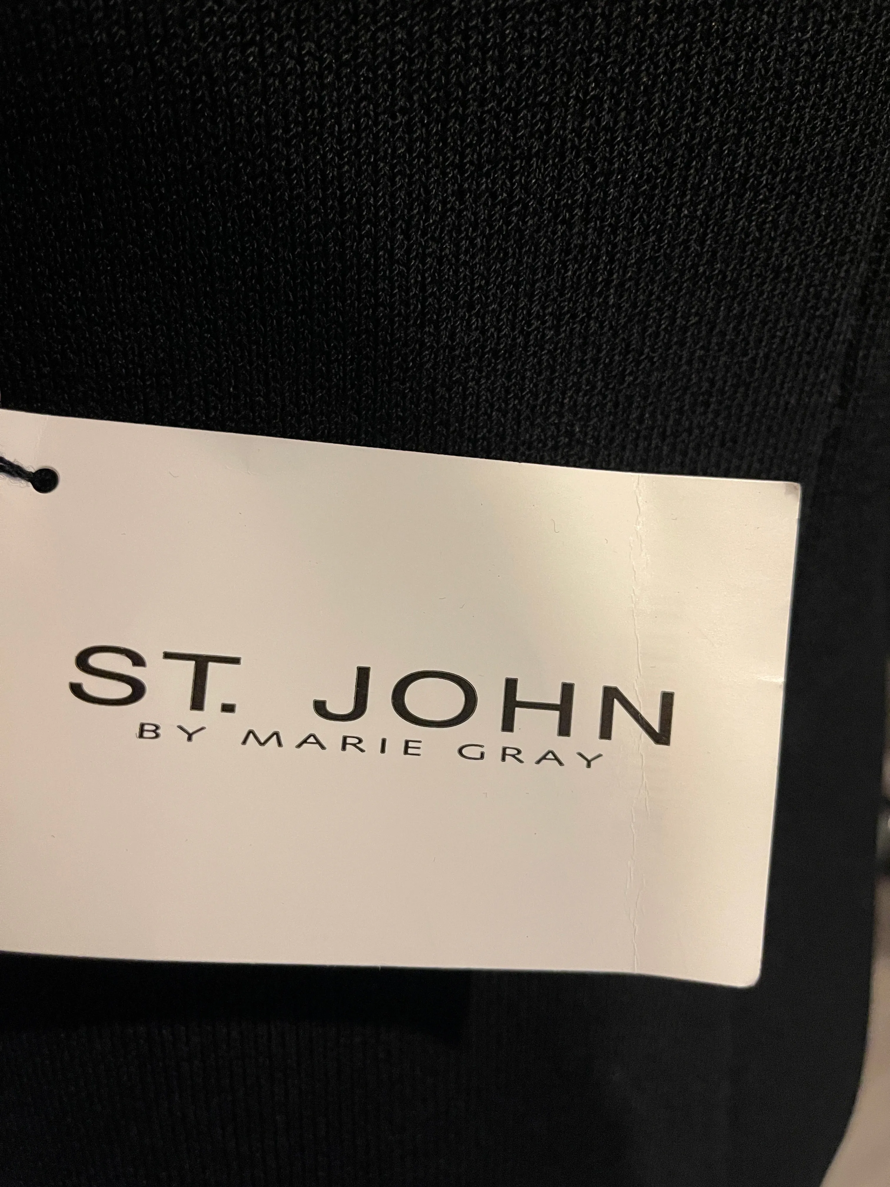 St. John Size 0 Black Santana Knit Beaded Long Sleeve Gown Dress
