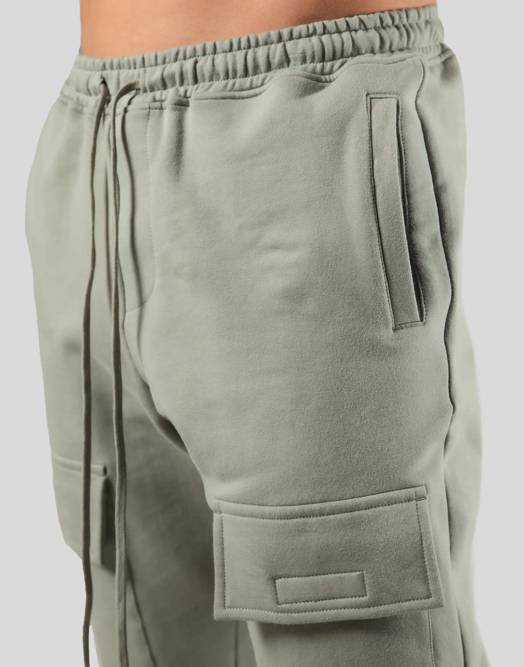 Stretch Sweat Cargo Pants - Olive