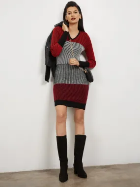 Stripe Colorblock Sweater Dress