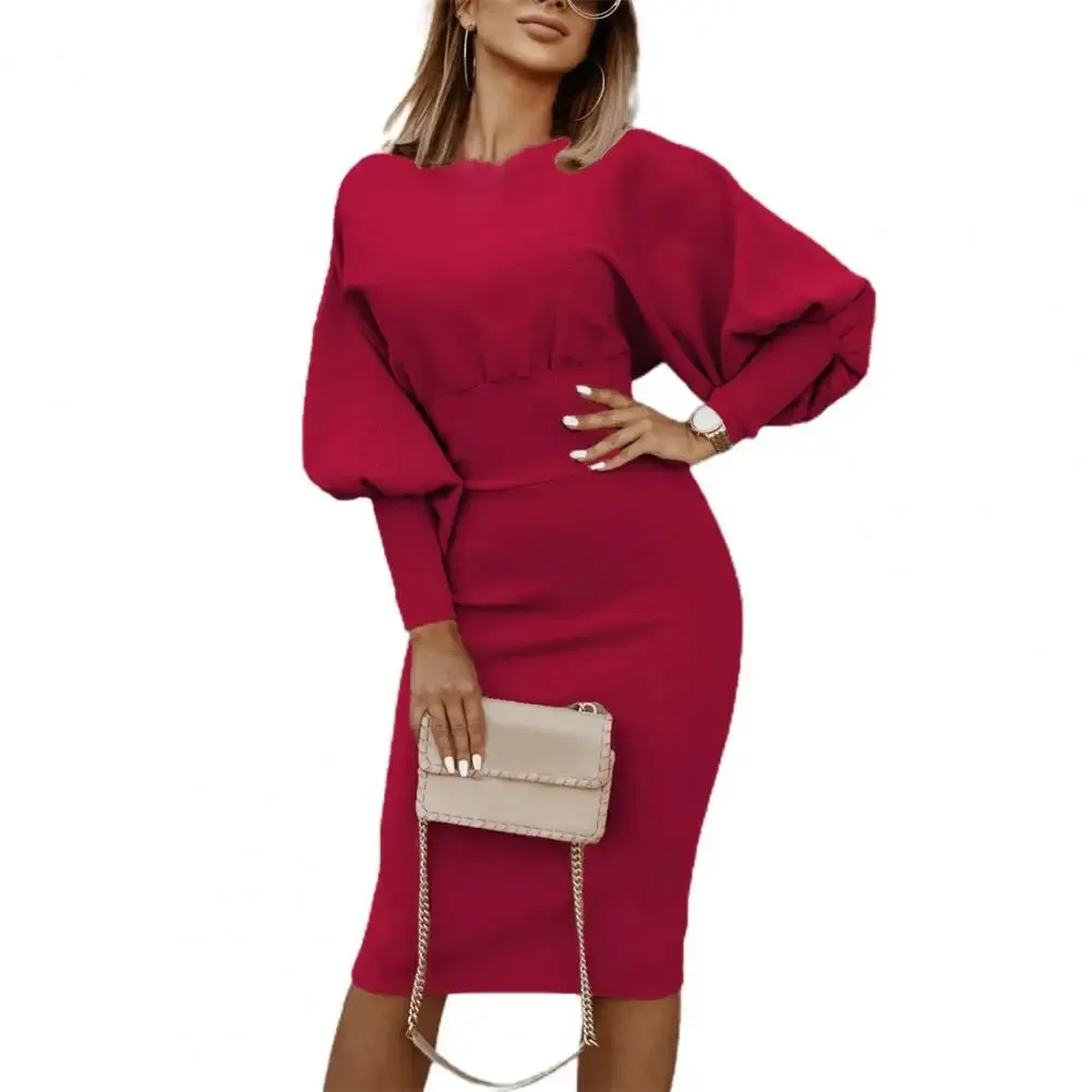 Sylvia Puff Sleeve Slim-Fit Dress