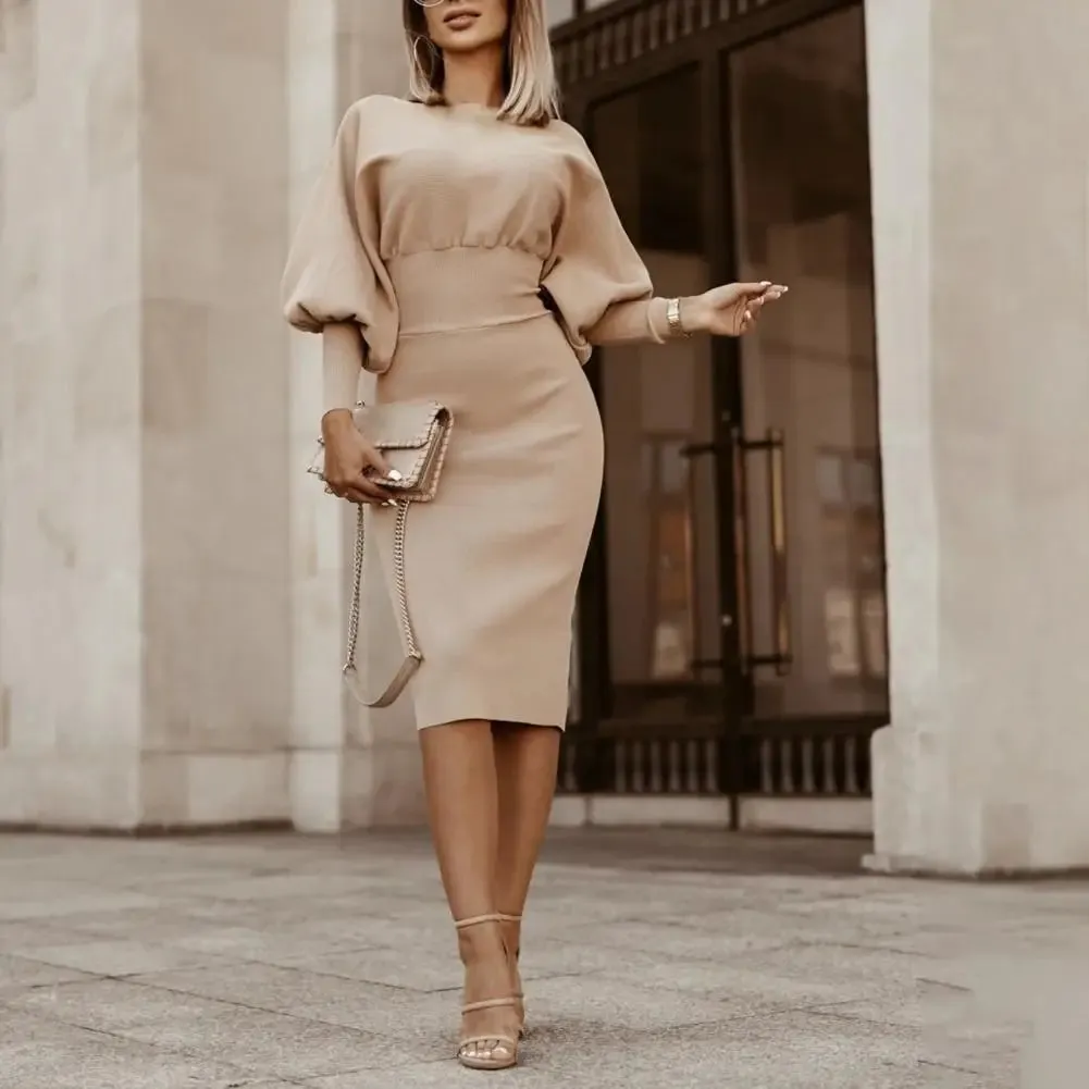 Sylvia Puff Sleeve Slim-Fit Dress