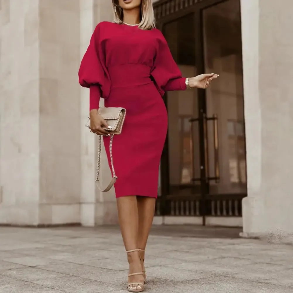 Sylvia Puff Sleeve Slim-Fit Dress