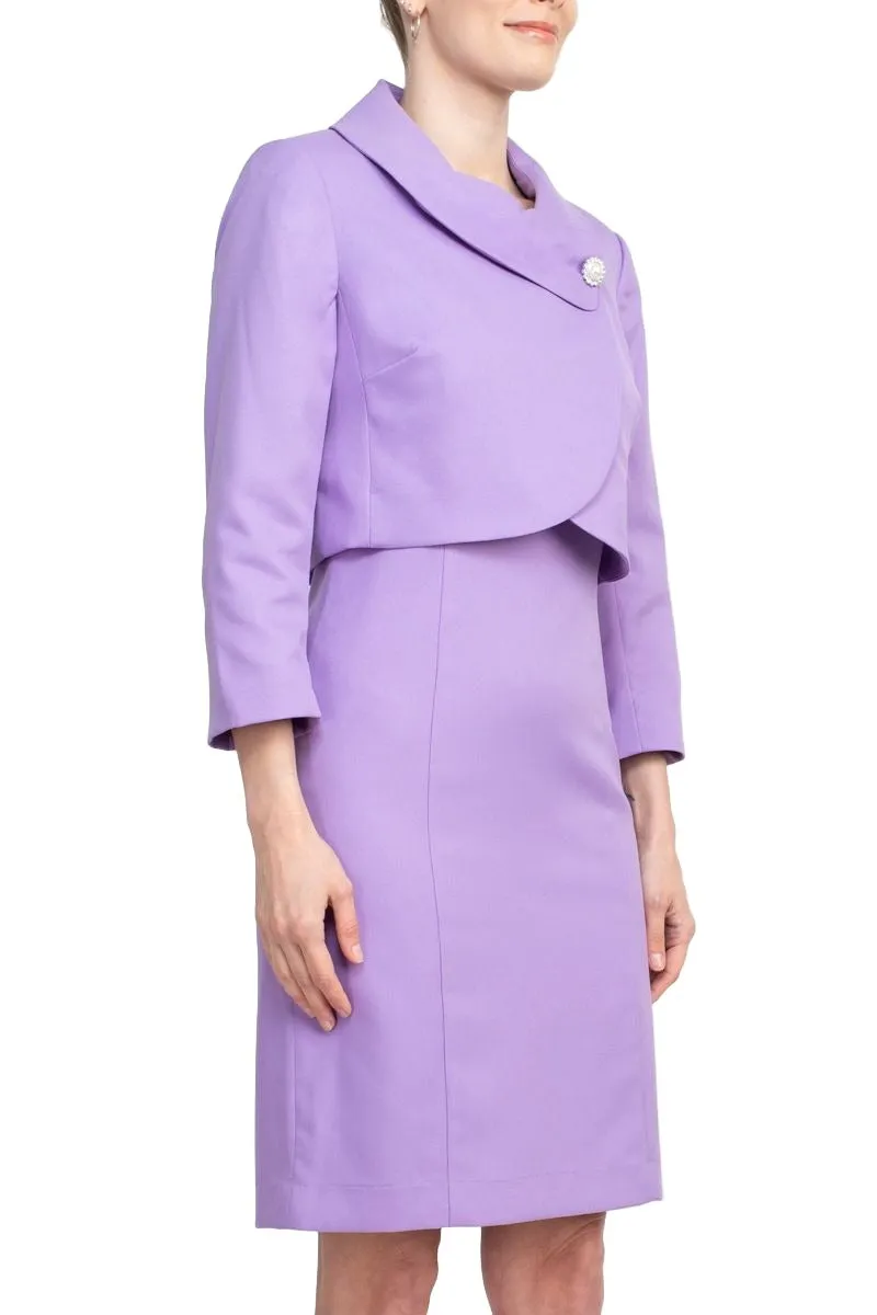 Tahari ASL Scoop Neck Sleeveless Zipper Back With Matching 3/4 Sleeves Jacket