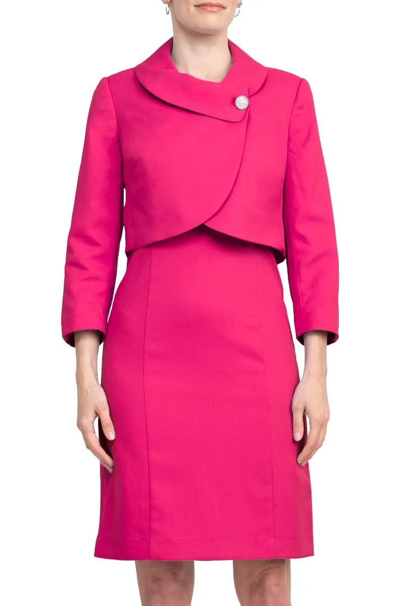 Tahari ASL Scoop Neck Sleeveless Zipper Back With Matching 3/4 Sleeves Jacket