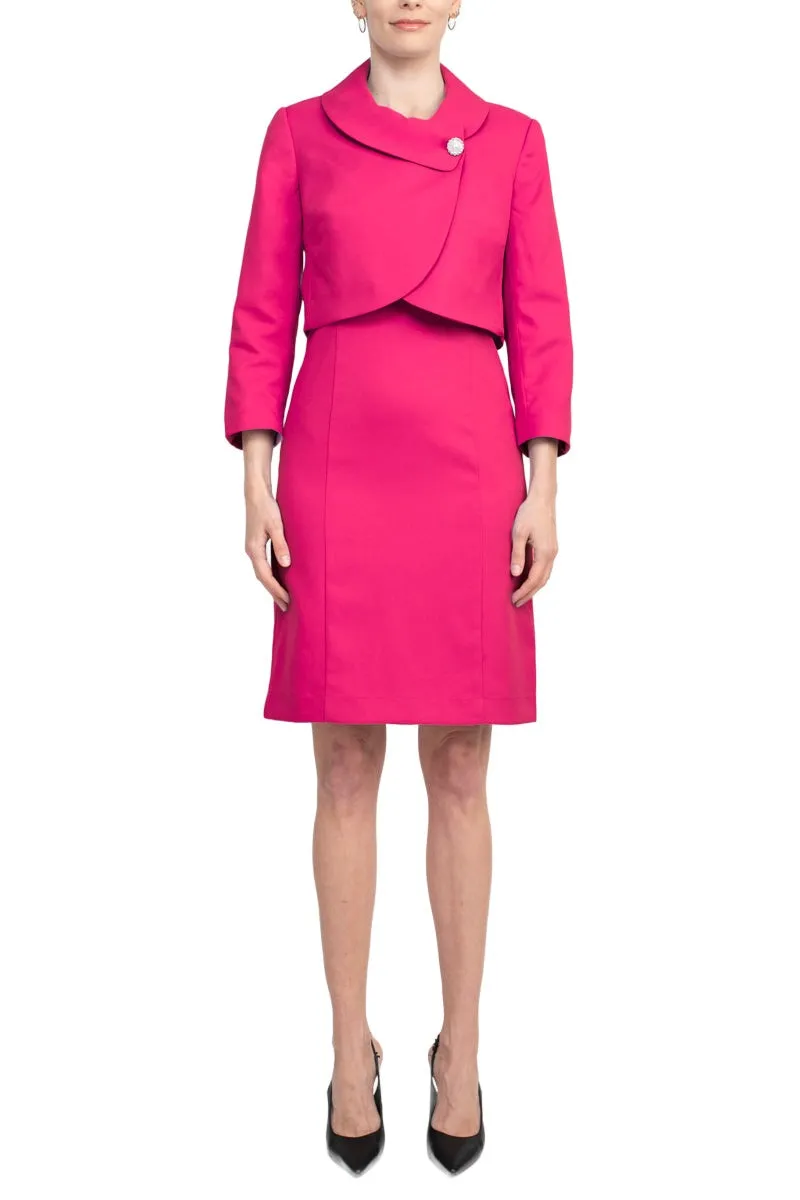 Tahari ASL Scoop Neck Sleeveless Zipper Back With Matching 3/4 Sleeves Jacket
