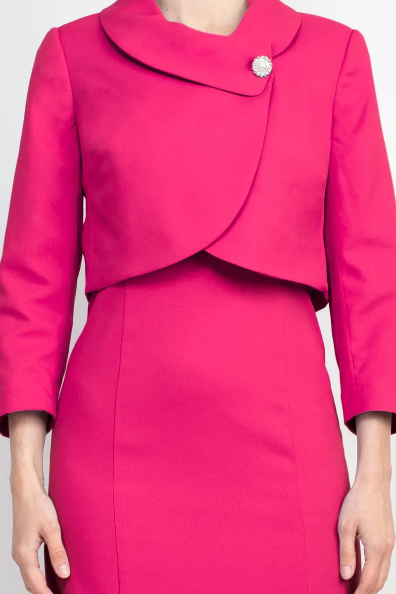 Tahari ASL Scoop Neck Sleeveless Zipper Back With Matching 3/4 Sleeves Jacket