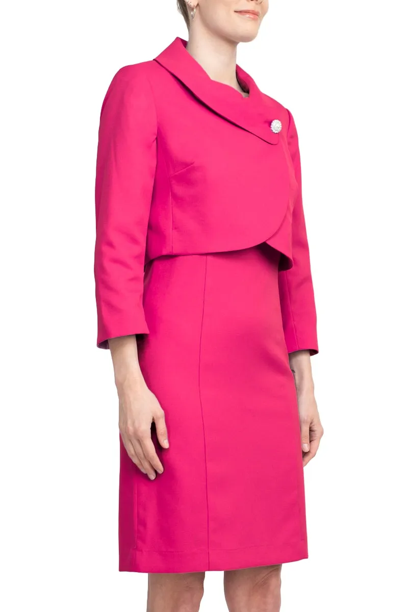 Tahari ASL Scoop Neck Sleeveless Zipper Back With Matching 3/4 Sleeves Jacket