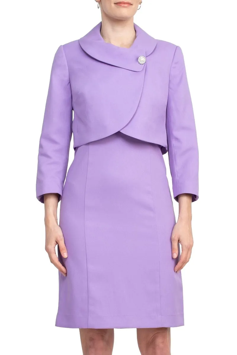 Tahari ASL Scoop Neck Sleeveless Zipper Back With Matching 3/4 Sleeves Jacket