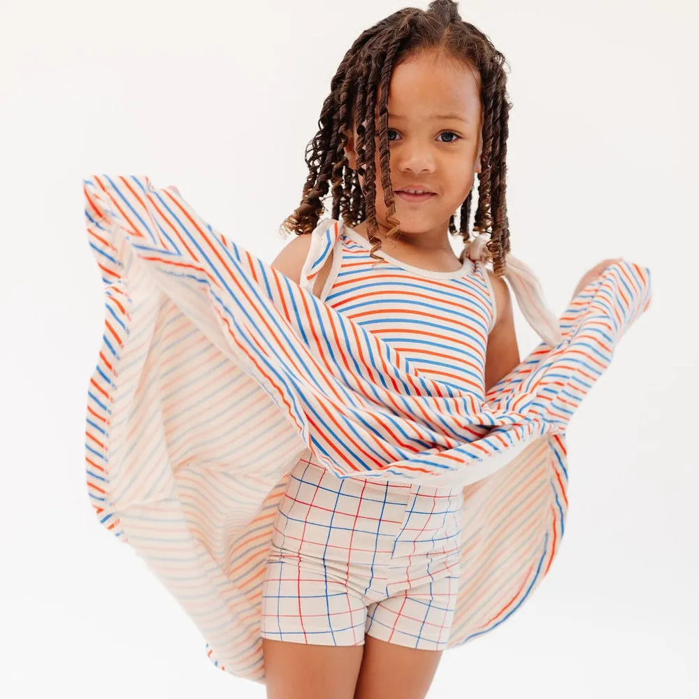 The Cartwheel Short in Red and Blue Grid
