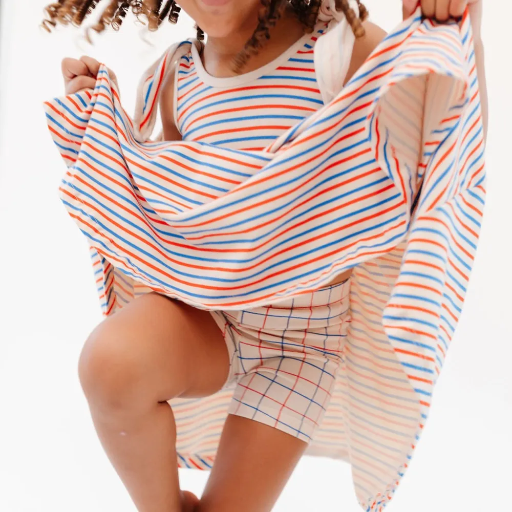 The Cartwheel Short in Red and Blue Grid