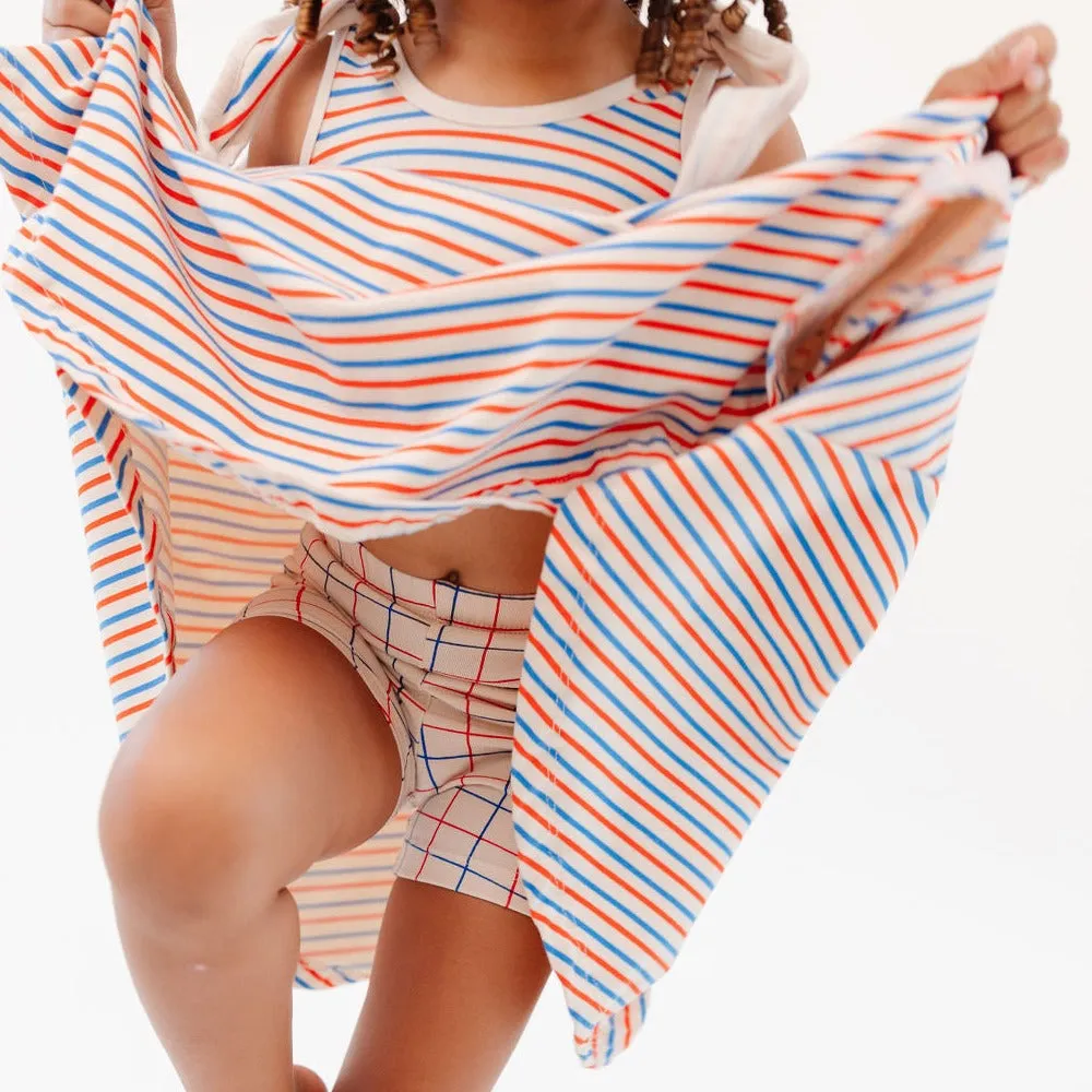The Cartwheel Short in Red and Blue Grid