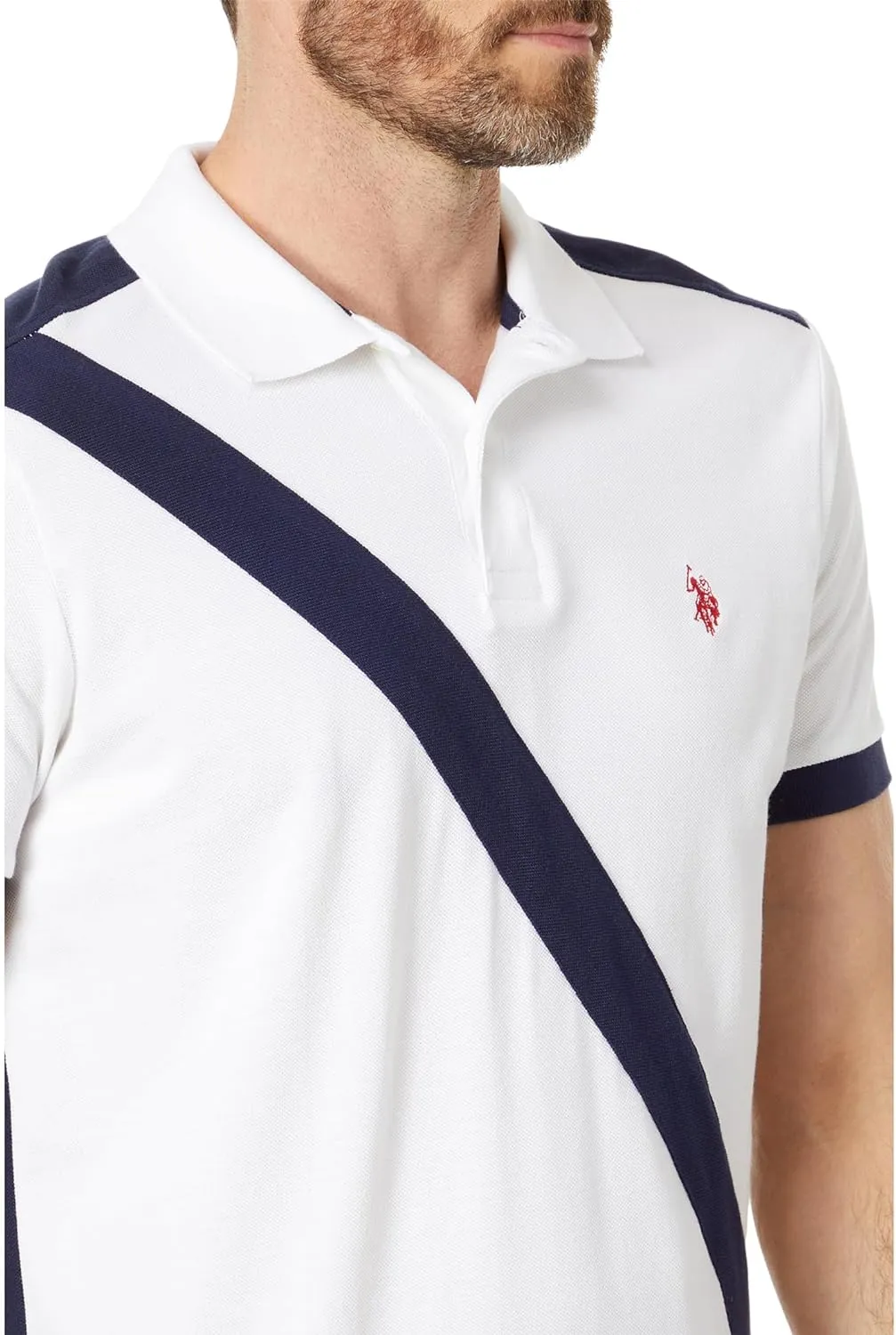U.S. Polo Assn. Short Sleeve Slim Fit Sash Front Pique Knit Polo Shirt