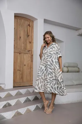 Valentina's Long Linen Dress with Collar