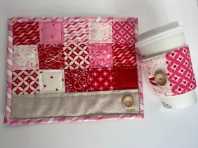 Valentine’s Day Coffee or Tea Gift Set, Snack Mat and Hot Drink Sleeve