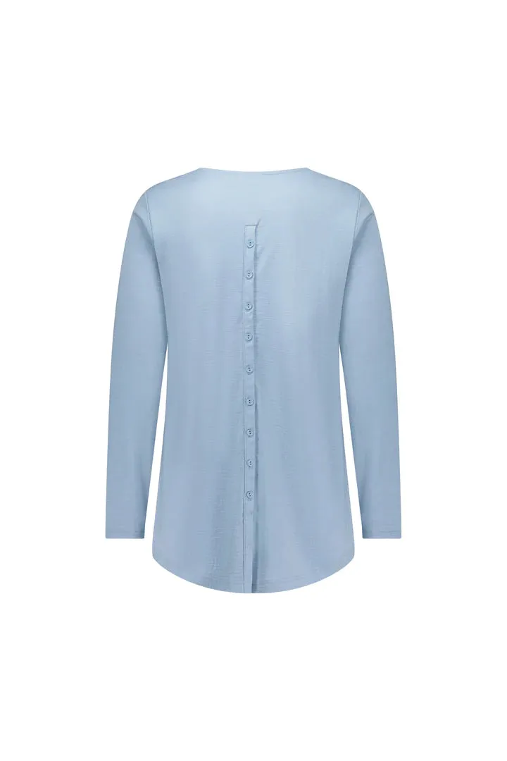Vassali Merino Long Sleeve Top with Back Button Placket