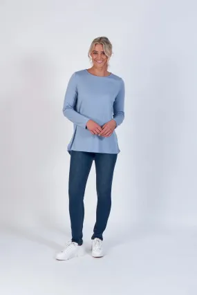 Vassali Merino Long Sleeve Top with Back Button Placket