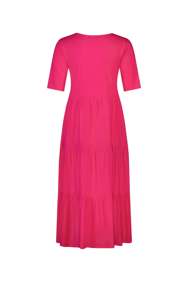 Vassalli V Neck Short Sleeve Tiered Dress