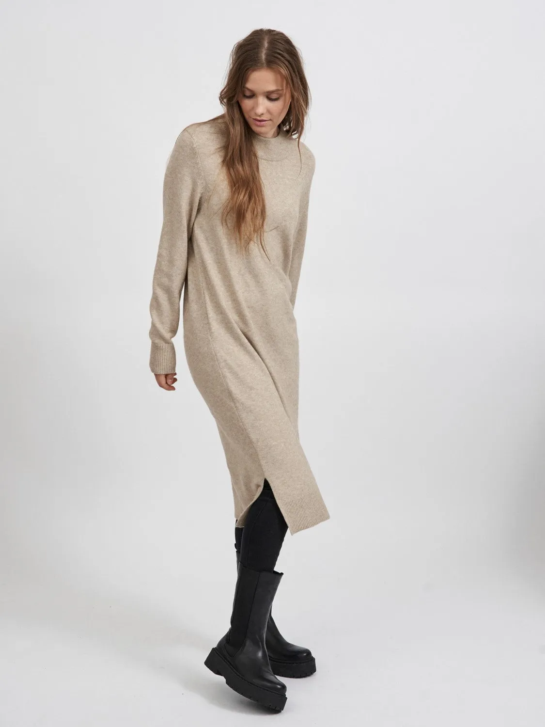 Veronica Crew neck midi dress (Natural Melange)