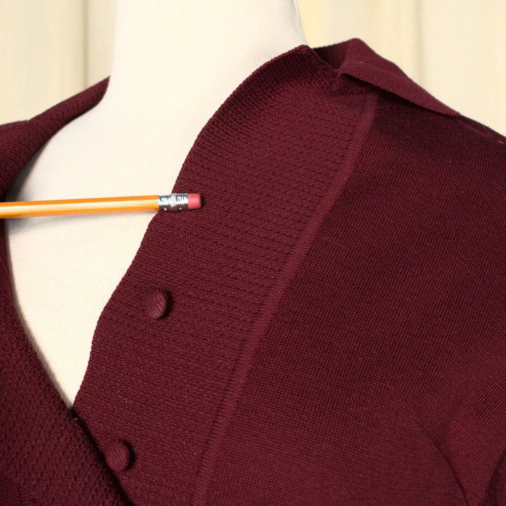 Vintage 1950s Deep Red Wool Knit Set