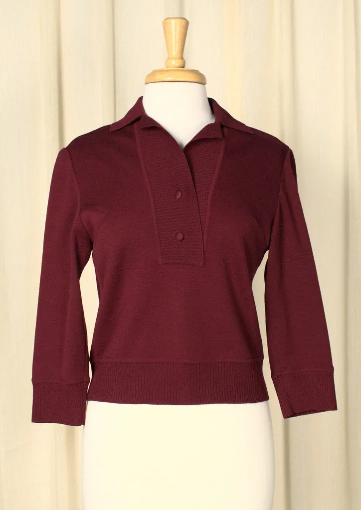 Vintage 1950s Deep Red Wool Knit Set