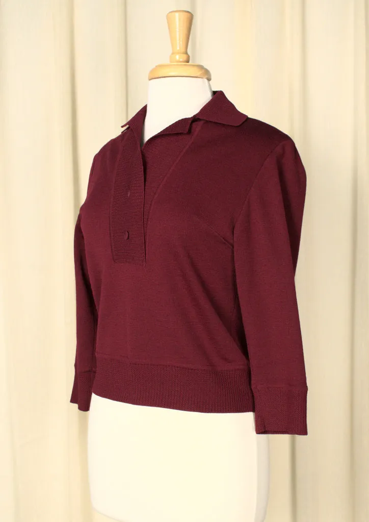 Vintage 1950s Deep Red Wool Knit Set